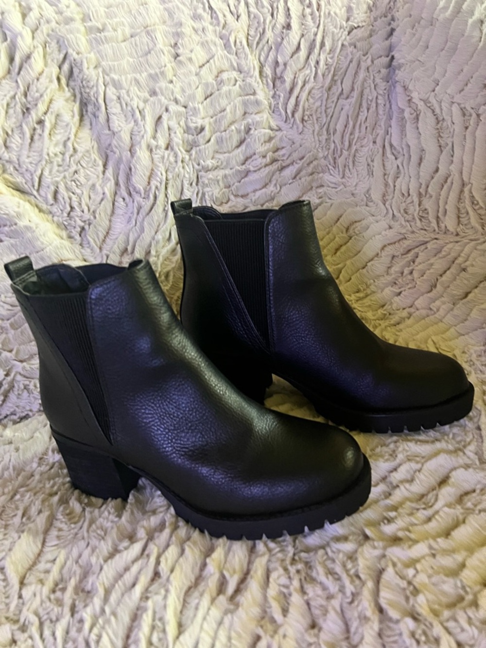 Women's Black Chelsea Platform Booties